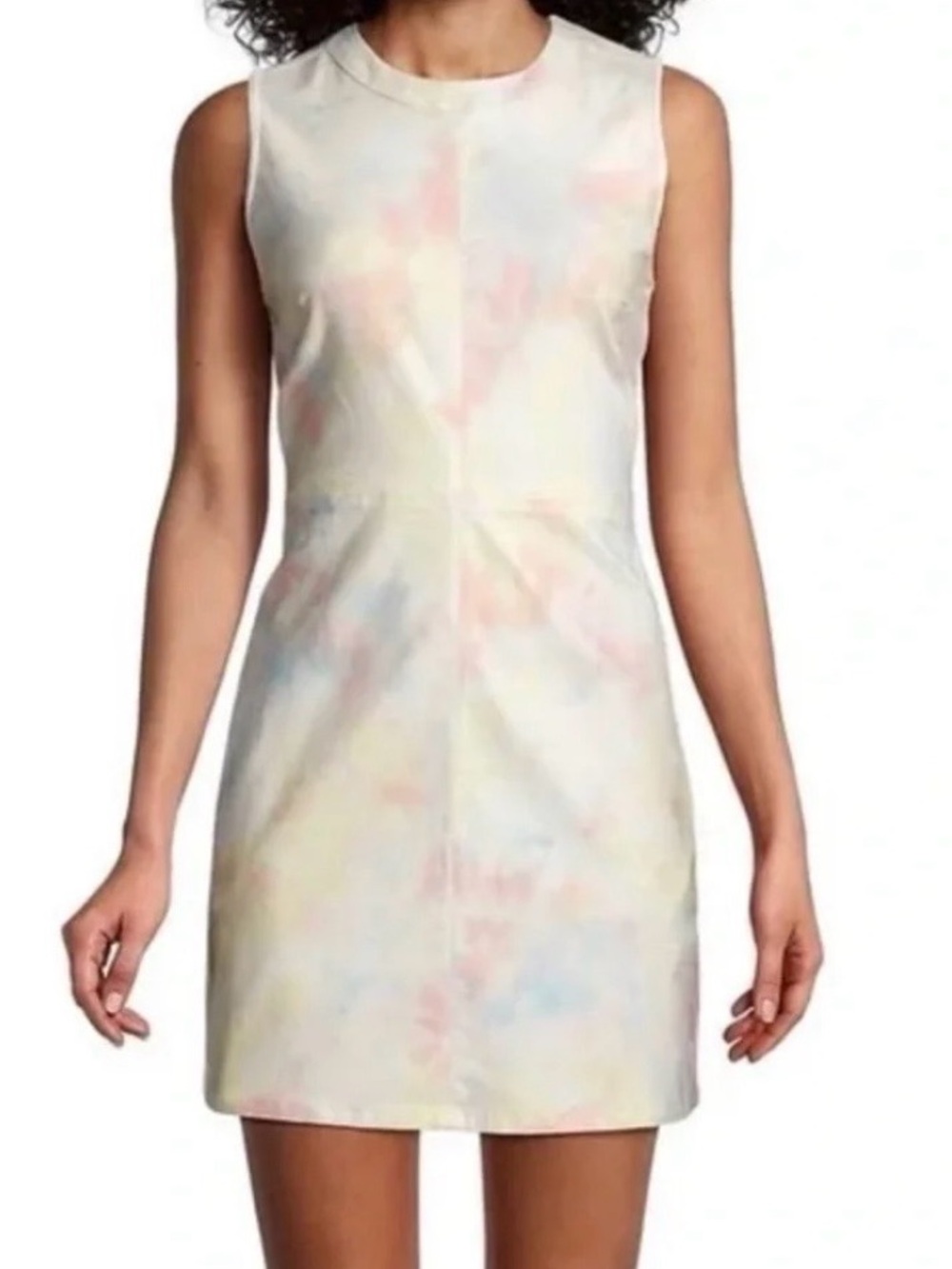 French Connection Sleeveless Mini Dress in White with Pastel Tie Dye